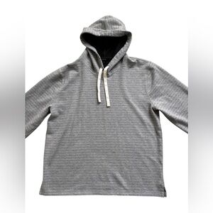 Vince Mens Striped Pullover Hoodie Medium Gray Lightweight Stretch Cotton